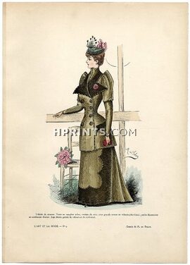 L'Art et la Mode 1891 N°09 Marie de Solar, colored fashion lithograph, Race Dress