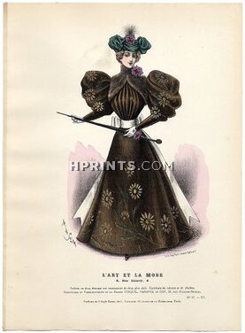 L'Art et la Mode 1894 N°47 Marie de Solar, colored fashion lithograph