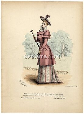 L'Art et la Mode 1892 N°11 Complete magazine with colored fashion engraving by Marie de Solar, 16 pages
