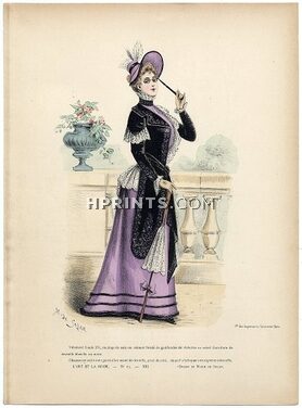 L'Art et la Mode 1892 N°13 Complete magazine with colored fashion engraving by Marie de Solar, 16 pages