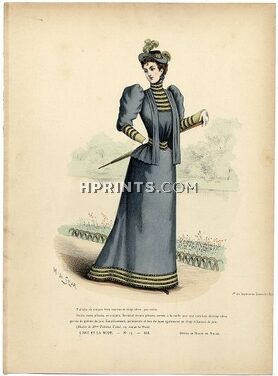 L'Art et la Mode 1892 N°15 Complete magazine with colored fashion engraving by Marie de Solar, 16 pages