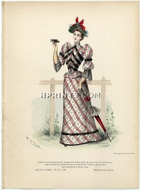 L'Art et la Mode 1892 N°18 Complete magazine with colored fashion engraving by Marie de Solar, 16 pages