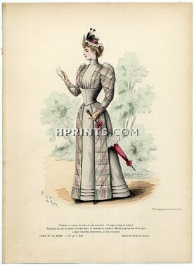 L'Art et la Mode 1892 N°19 Complete magazine with colored fashion engraving by Marie de Solar, 16 pages