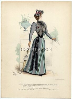 L'Art et la Mode 1892 N°20 Complete magazine with colored fashion engraving by Marie de Solar, Circus, 16 pages