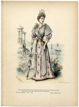L'Art et la Mode 1892 N°24 Complete magazine with colored fashion engraving by Marie de Solar, 16 pages