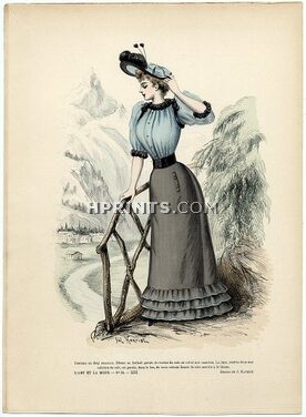 L'Art et la Mode 1892 N°26 Complete magazine with colored fashion engraving by Jules Hanriot, 16 pages