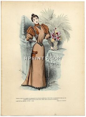 L'Art et la Mode 1892 N°37 Complete magazine with colored fashion engraving by Jules Hanriot, 16 pages