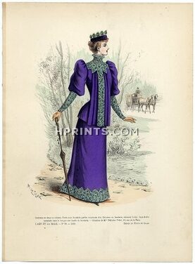 L'Art et la Mode 1892 N°38 Complete magazine with colored fashion engraving by Marie de Solar, 16 pages