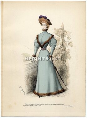 L'Art et la Mode 1892 N°42 Complete magazine with colored fashion engraving by Jules Hanriot, Paquin, Emma Albani, 16 pages