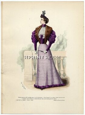 L'Art et la Mode 1892 N°43 Complete magazine with colored fashion engraving by Marie de Solar, 16 pages