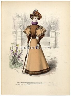 L'Art et la Mode 1892 N°46 Complete magazine with colored fashion engraving by Jules Hanriot, Miss Lucy Lee-Robbins, 16 pages