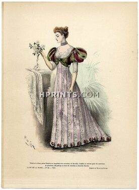 L'Art et la Mode 1892 N°50 Complete magazine with colored fashion engraving by Marie de Solar, 16 pages