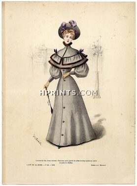 L'Art et la Mode 1892 N°53 Complete magazine with colored fashion engraving by Jules Hanriot, 16 pages