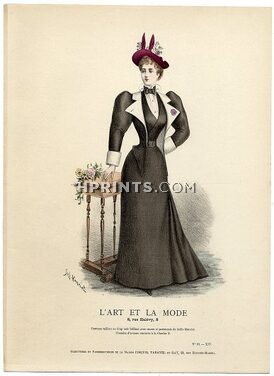 L'Art et la Mode 1893 N°10 Complete magazine with colored fashion engraving by Jules Hanriot, 16 pages