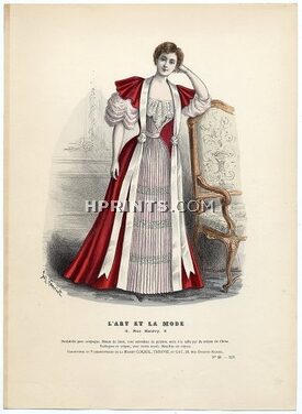 L'Art et la Mode 1893 N°28 Complete magazine with colored fashion engraving by Jules Hanriot, 16 pages