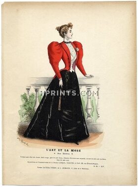 L'Art et la Mode 1893 N°35 Complete magazine with colored fashion engraving by Jules Hanriot, Felix Giacomotti, 16 pages