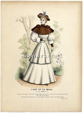 L'Art et la Mode 1893 N°38 Complete magazine with colored fashion engraving by Jules Hanriot, Huntresses, Lucienne Breval, 16 pages