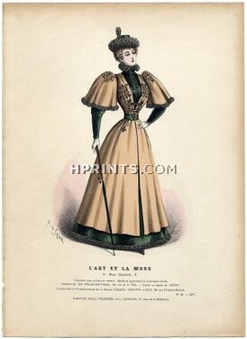 L'Art et la Mode 1893 N°44 Complete magazine with colored fashion engraving by Marie de Solar, Russian Costume, Fan by Louise Abbema, 16 pages