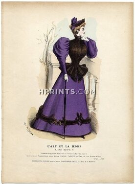 L'Art et la Mode 1893 N°45 Complete magazine with colored fashion engraving by Marie de Solar, 16 pages