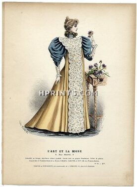 L'Art et la Mode 1893 N°51 Complete magazine with colored fashion engraving by Jules Hanriot, 16 pages