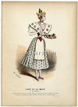 L'Art et la Mode 1894 N°02 Complete magazine with colored fashion engraving by Marie de Solar, Farmer of Cadix, 20 pages