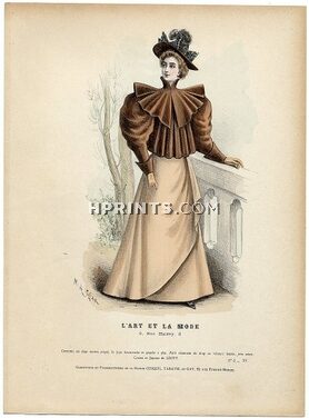 L'Art et la Mode 1894 N°08 Complete magazine with colored fashion engraving by Marie de Solar, Redfern, 20 pages