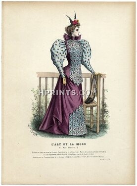 L'Art et la Mode 1894 N°12 Complete magazine with colored fashion engraving by Marie de Solar, Carrier-Belleuse,, 20 pages