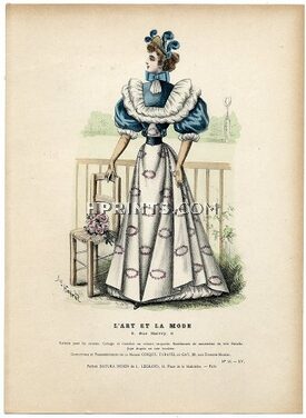 L'Art et la Mode 1894 N°14 Complete magazine with colored fashion engraving by Jules Hanriot, Louise Abbema, 20 pages