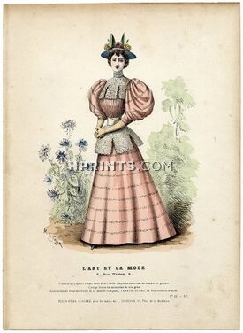 L'Art et la Mode 1894 N°21 Complete magazine with colored fashion engraving by Marie de Solar, Albert Willms, 20 pages