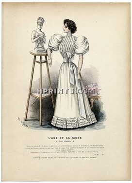 L'Art et la Mode 1894 N°23 Complete magazine with colored fashion engraving by Marie de Solar, Wanda de Boncza, 20 pages
