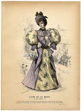 L'Art et la Mode 1894 N°31 Complete magazine with colored fashion engraving by C. Levilly, Louise Abbema, 20 pages