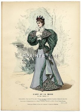 L'Art et la Mode 1894 N°37 Complete magazine with colored fashion engraving by C. Levilly, Louis XVI Jacket, Boutet de Monvel, 20 pages