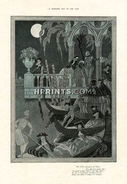 George Barbier 1921 "La dernière nuit de Don Juan" Don Juan Masquerade Ball, Venice, Gondola
