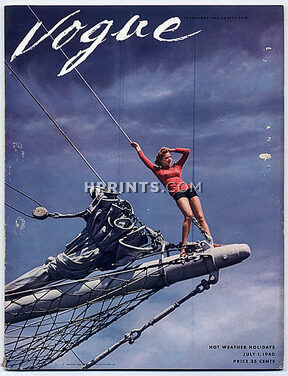 Vogue USA 1940 July, Peeck and Peeck, Toni Frissel, Irina Baronova, Lady Louis Mountbatten by Salvador Dali