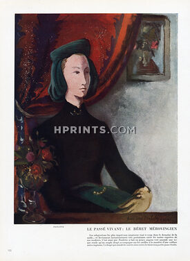 Paulette (Millinery) 1945 Béret Mérovingien, Jean-Denis Malclès