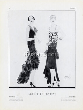 Molyneux 1929 Evening Gown, Fashion Illustration Pollard