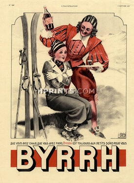 Byrrh 1937 Skiing Winter Sports Georges Léonnec