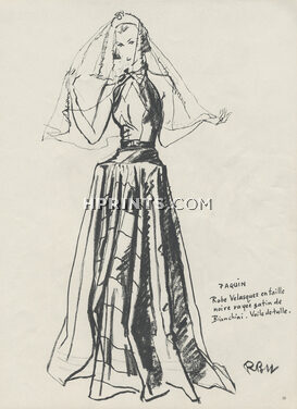 Paquin 1937 Black Evening Gown, René Bouët-Willaumez