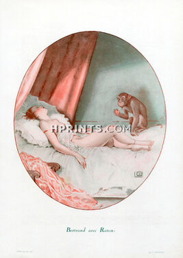 Georges Léonnec 1931 Bertrand avec Raton, Monkey, Nude