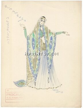 Freddy Wittop 1930s, "Chanteuse Algérienne", Original Costume Design, Gouache, Folies Bergère, Wardrobe Master Pascaud