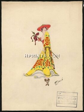 Endré 1920s, Original Costume Design, Gouache, "Espagnole"