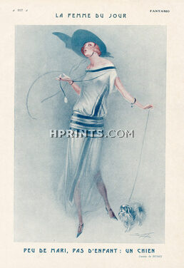 La Femme du Jour, 1923 - Bussy Elegante Parisienne, Pekingese Dog