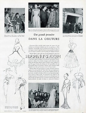 Une Grande Première dans la Couture, 1947 - Christian Dior's First Opening, Premier Défilé Sketches by Christian Dior, Photos Doisneau, Rizzo, Maywald