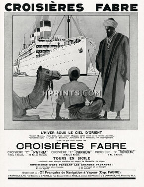 Croisières Fabre 1929 "Patria" Transatlantic Liner, African, Camel