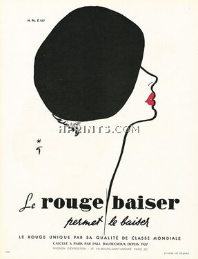 Rouge Baiser (Cosmetics) 1950 René Gruau (Béret B)