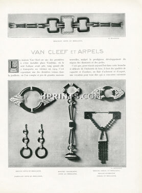 Van Cleef & Arpels (3 illustrated pages) 1923 Onyx jade, brilliants, Bracelets, Brooches, Earrings, Hat pins, 3 pages