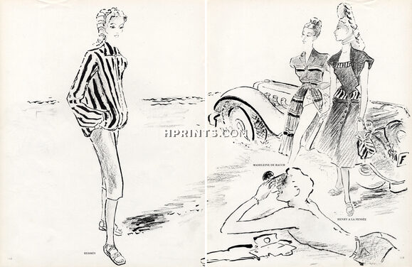 Roger Descombes 1947 Hermes, Madeleine de Rauch, Henry à la Pensée, Beachwear