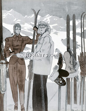 Hermès (Sportswear) 1947 Marcel Dhorme, Skiers, Jc. Haramboure