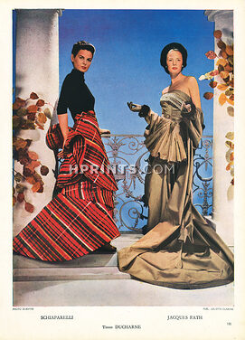 Schiaparelli & Jacques Fath 1948 Evening Gown, Tissus Ducharne, Fashion Photography Dorvyne