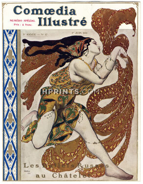 Léon Bakst 1911 Russian Ballet, Oriental Costume, Comoedia Cover